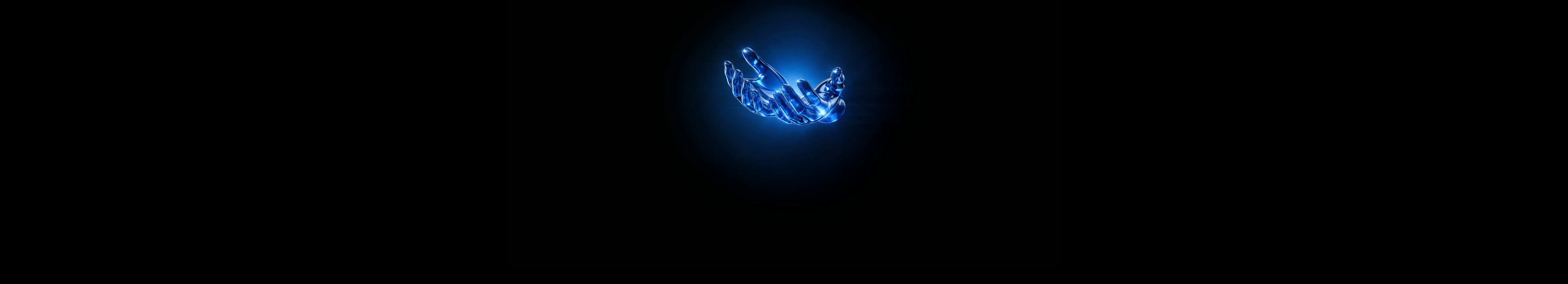 Two blue glass hands, the symbol of Sekondo